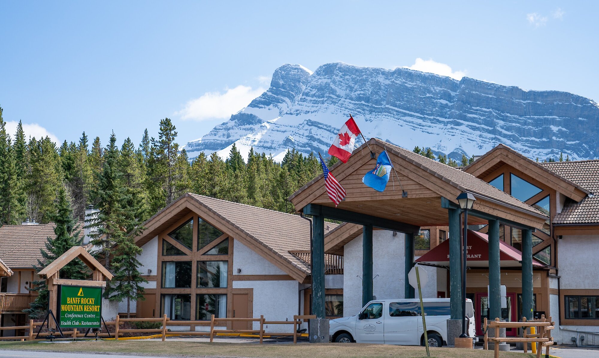 Exterior of Banff Rocky Mountain Resort in Banff