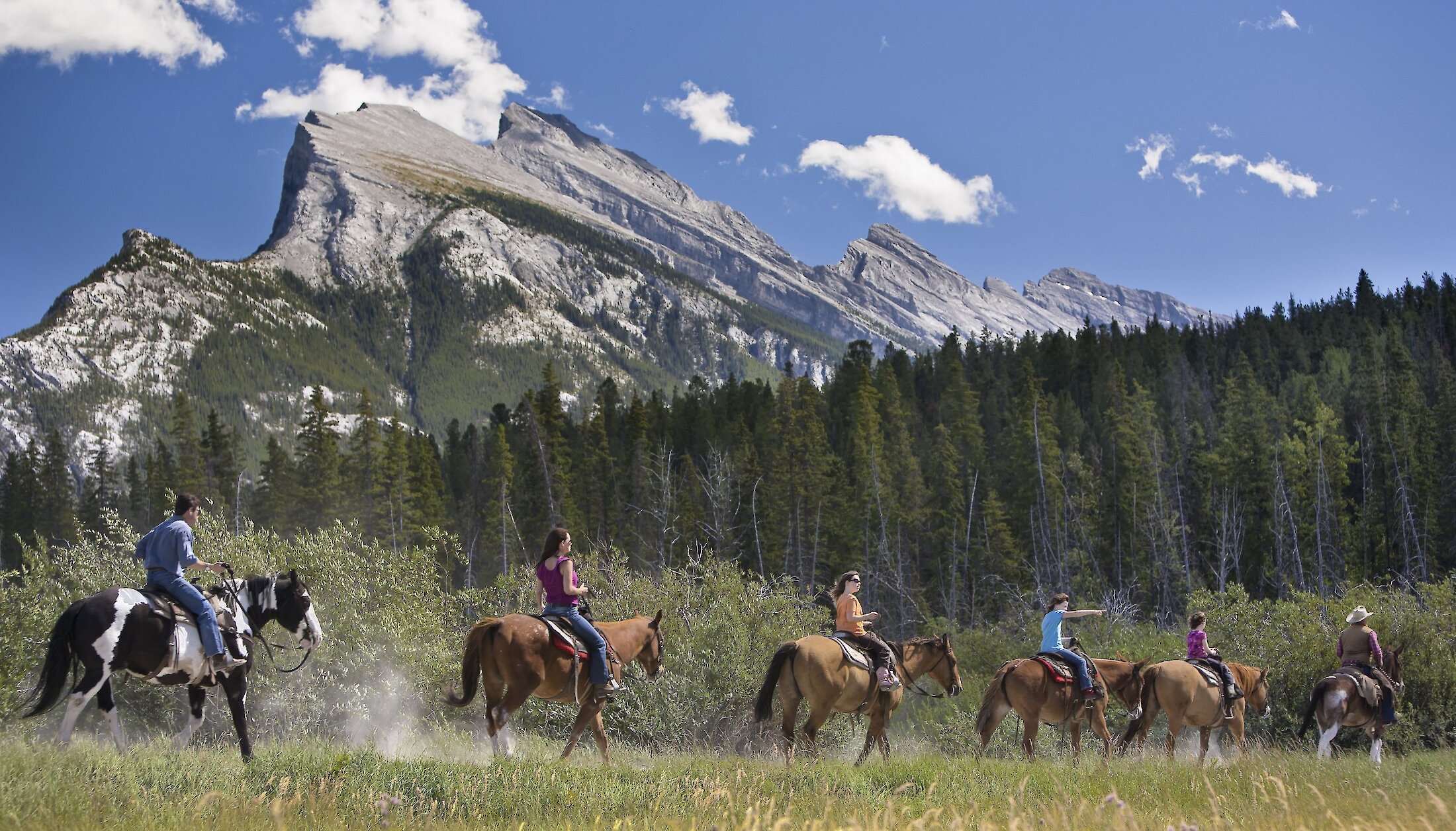 Trail rides in Banff with views of Mount Rundle