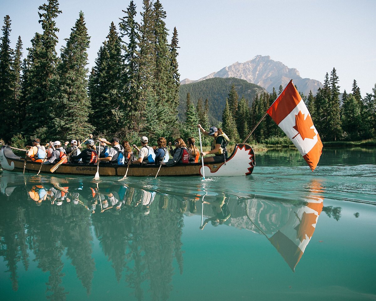 The Big Canoe Tour heading up the Bow River