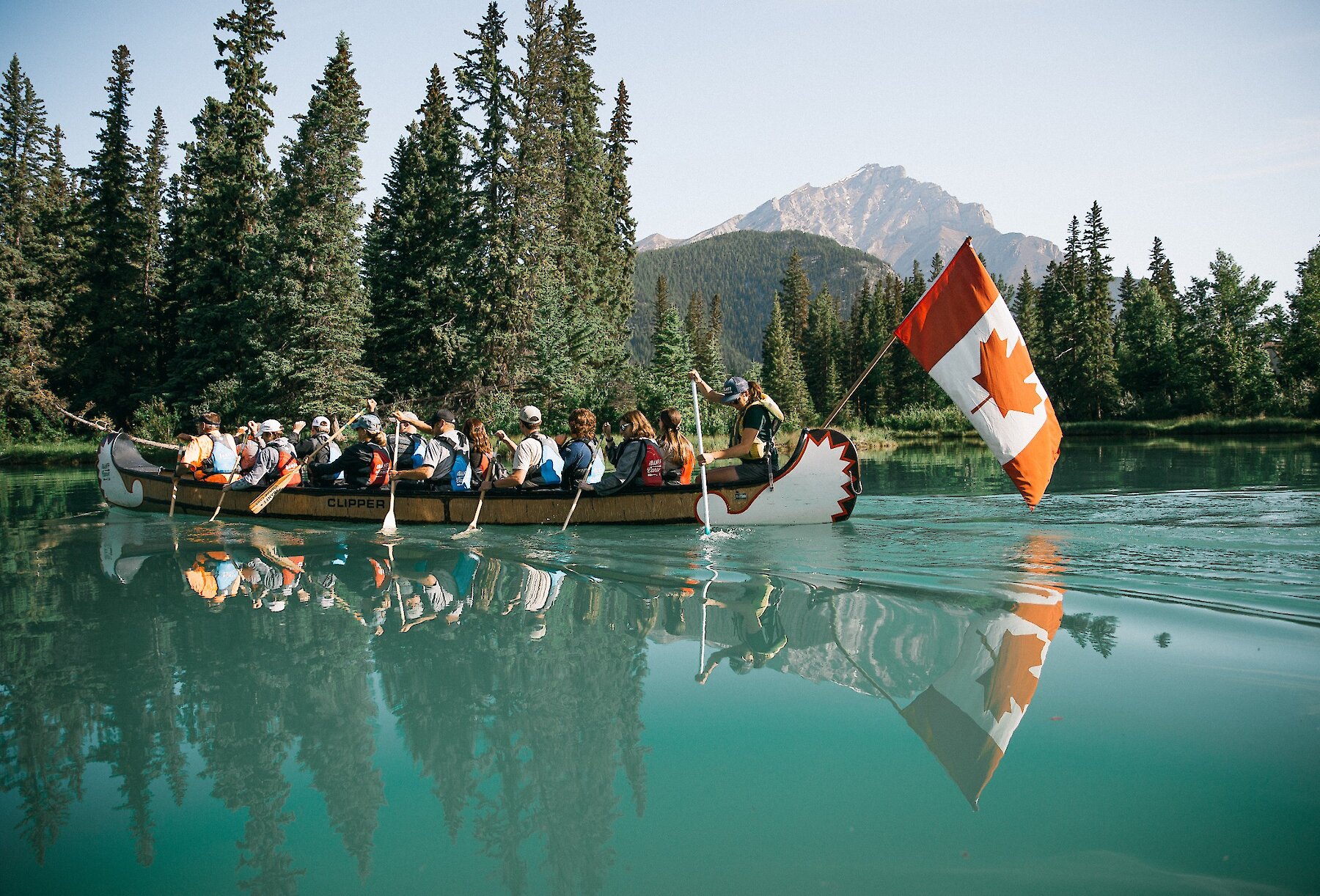 The Big Canoe Tour heading up the Bow River