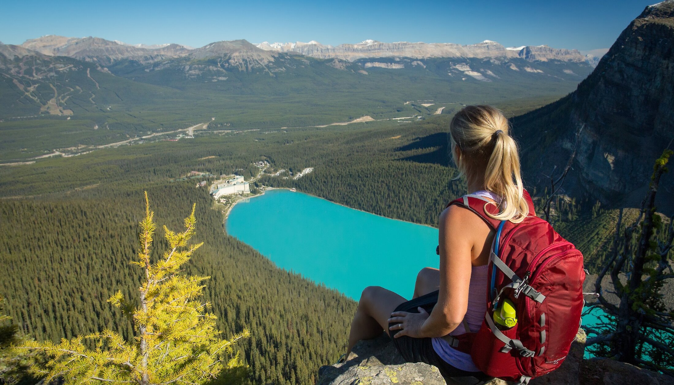 Hiking to the top at Lake Louise