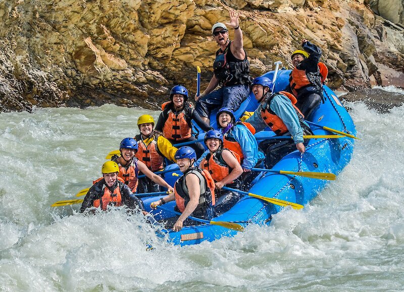 Rafting the rapids on the Kicking Horse River