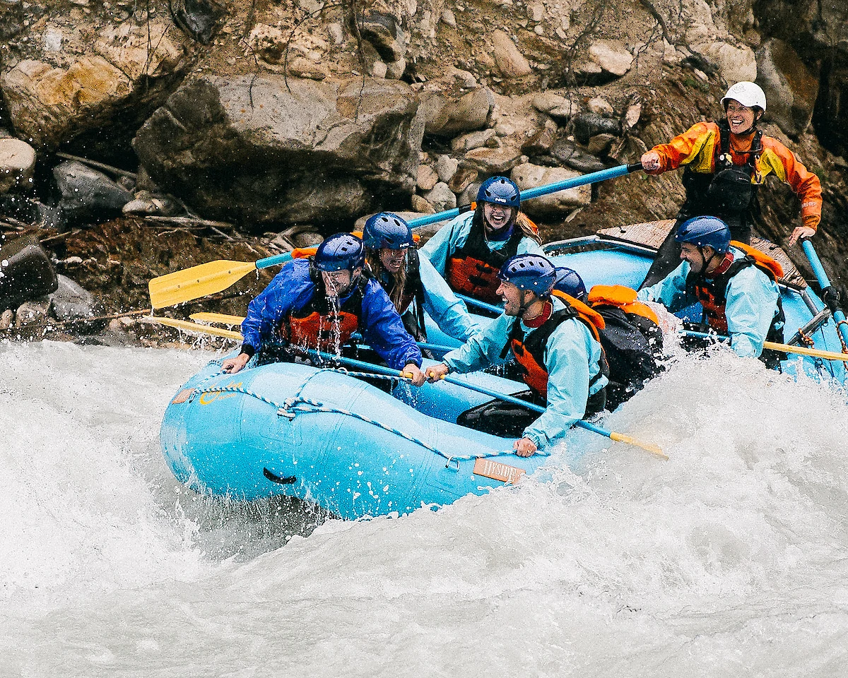 Hitting the rapids on a Kicking Horse River raft trip