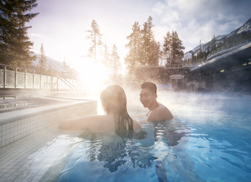 Soaking in the Banff Upper Hot Springs