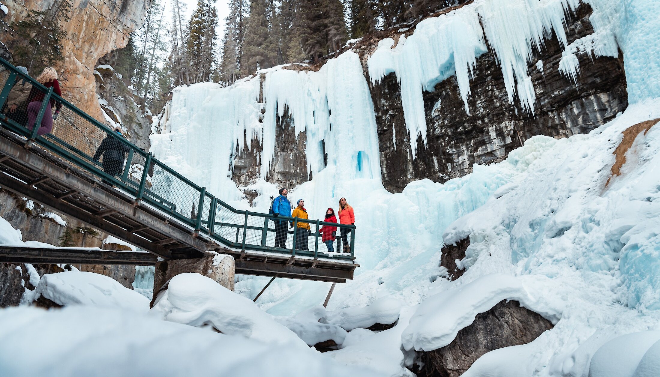 checking out the ice falls view point at Johnston Canyon