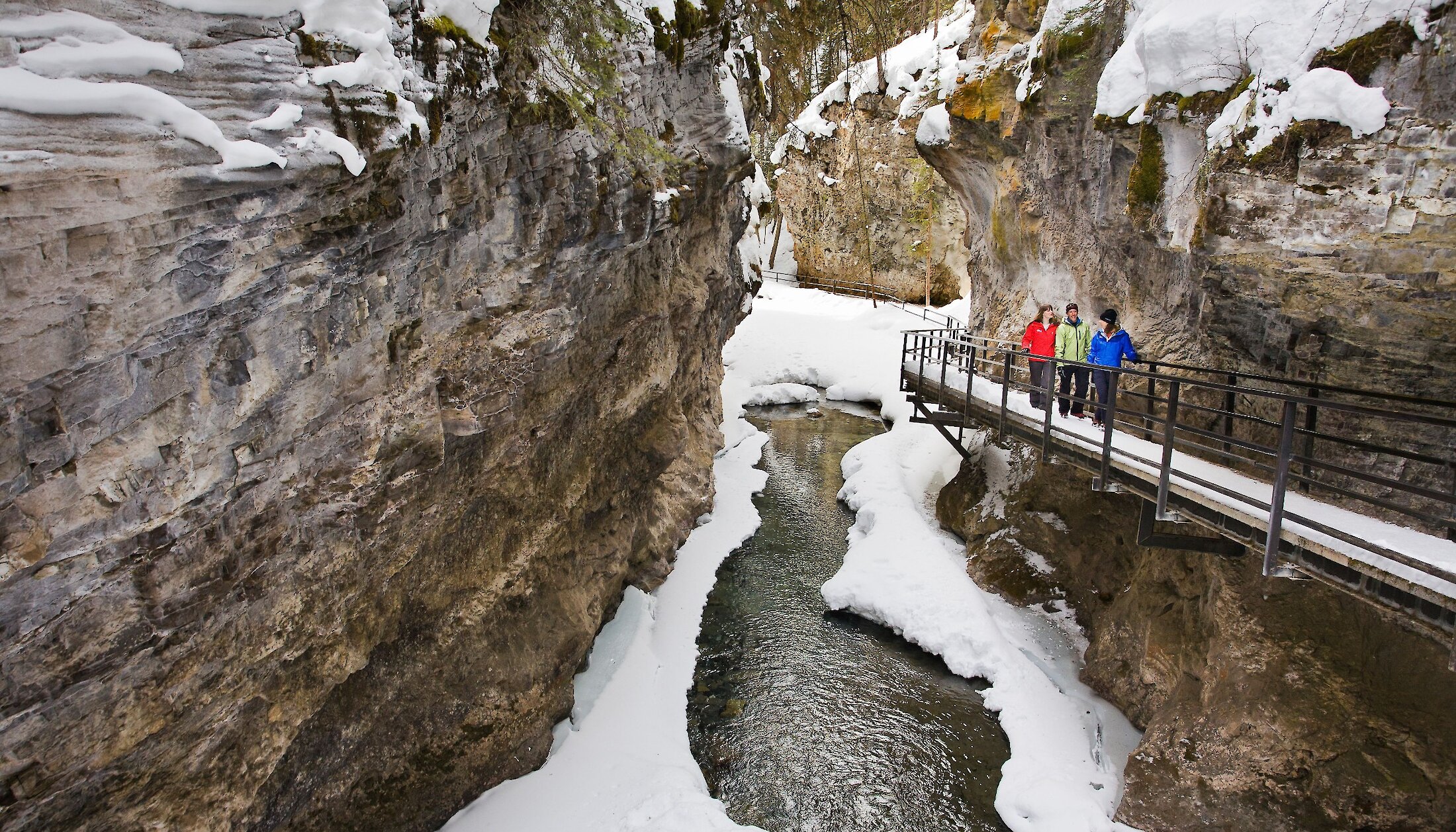 Walking the frozen cat walks ay Johnston Canyon