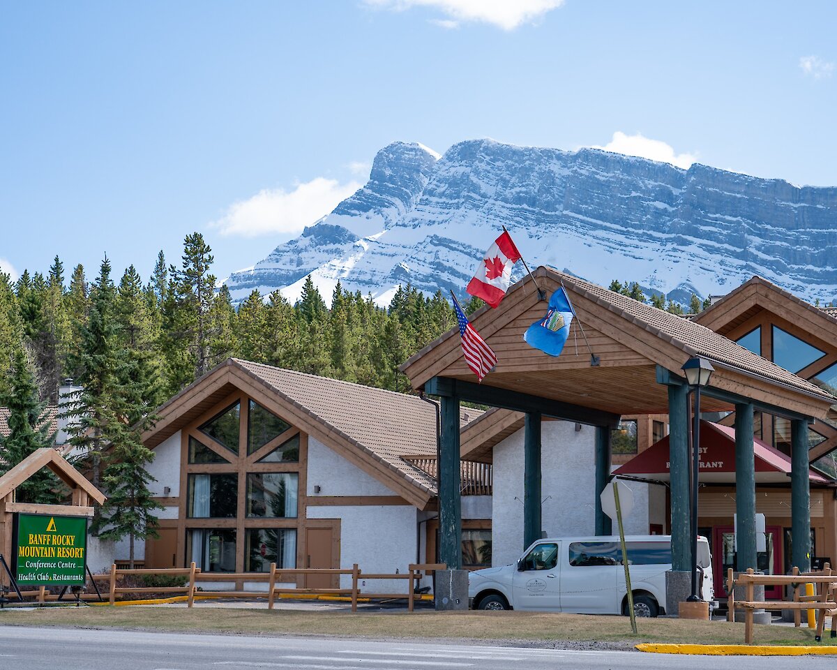 Exterior of Banff Rocky Mountain Resort in Banff