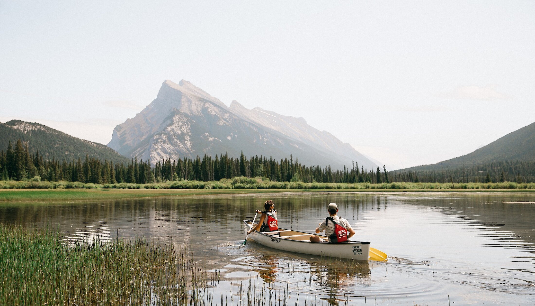 Canoeing in the Vermilian Lakes from the Banff Canoe Club