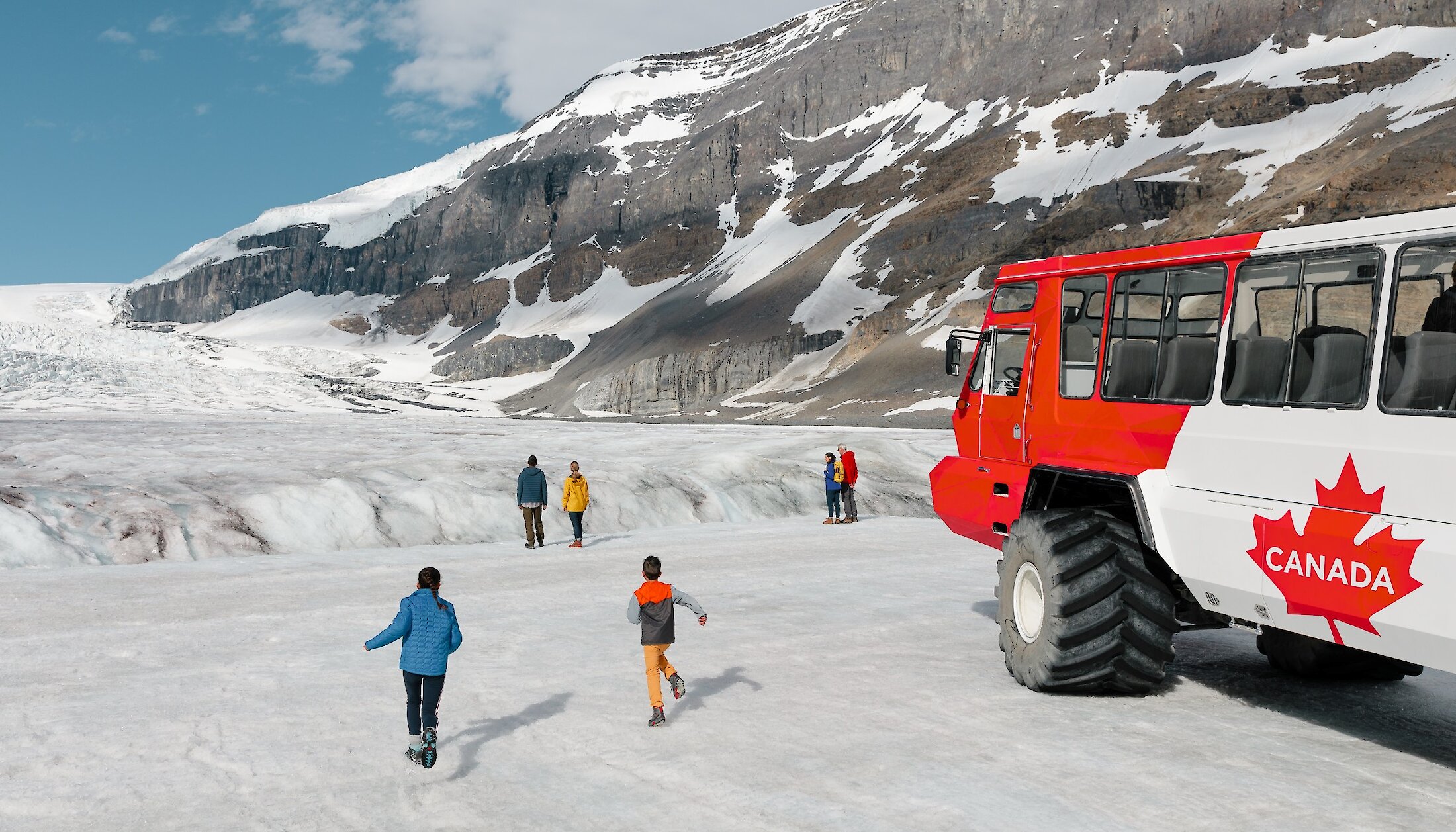 Walking on the Athabasca Glacier from an Ice Explorer