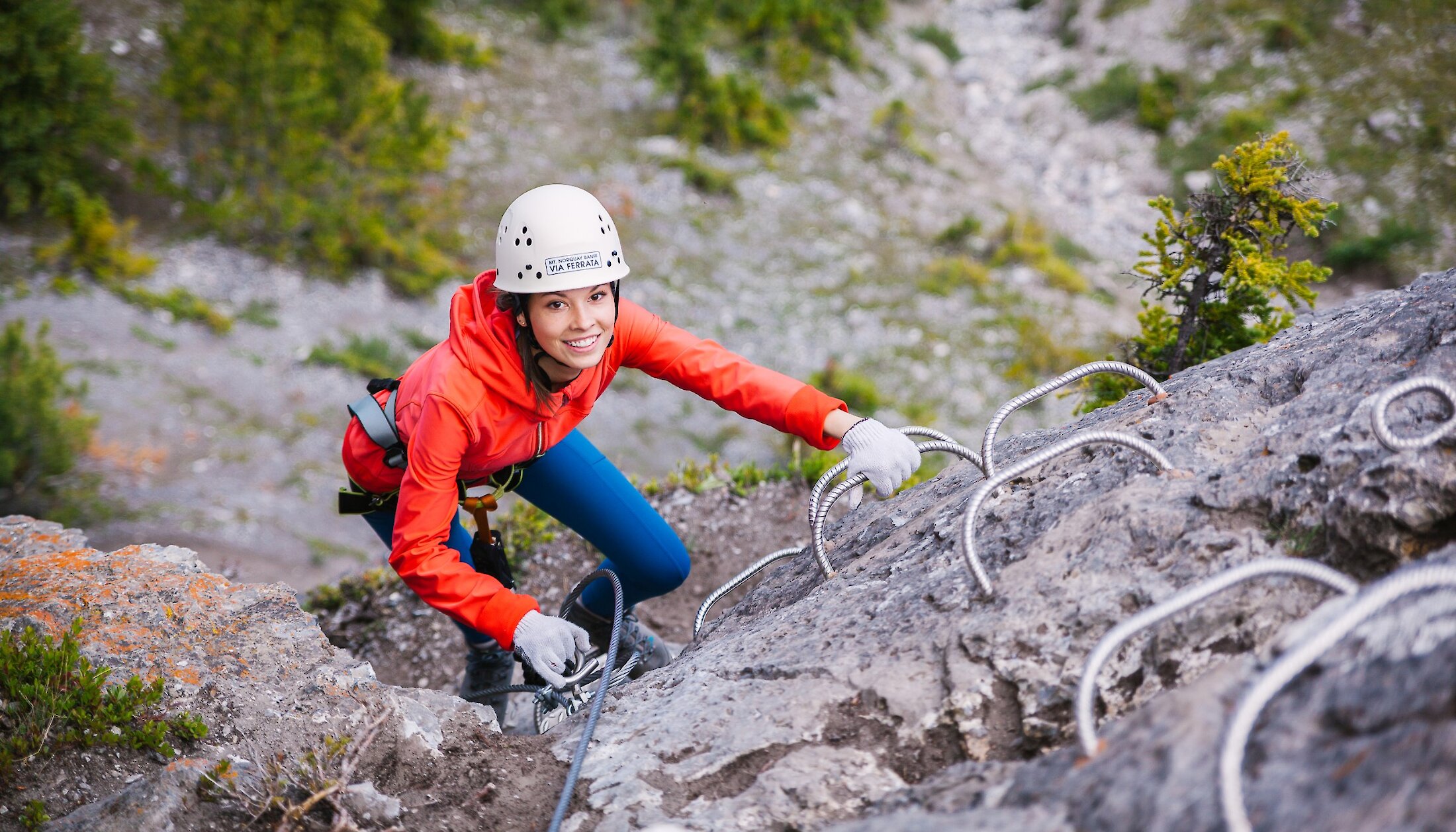 Climbing on the Via Ferrata Tour in Banff