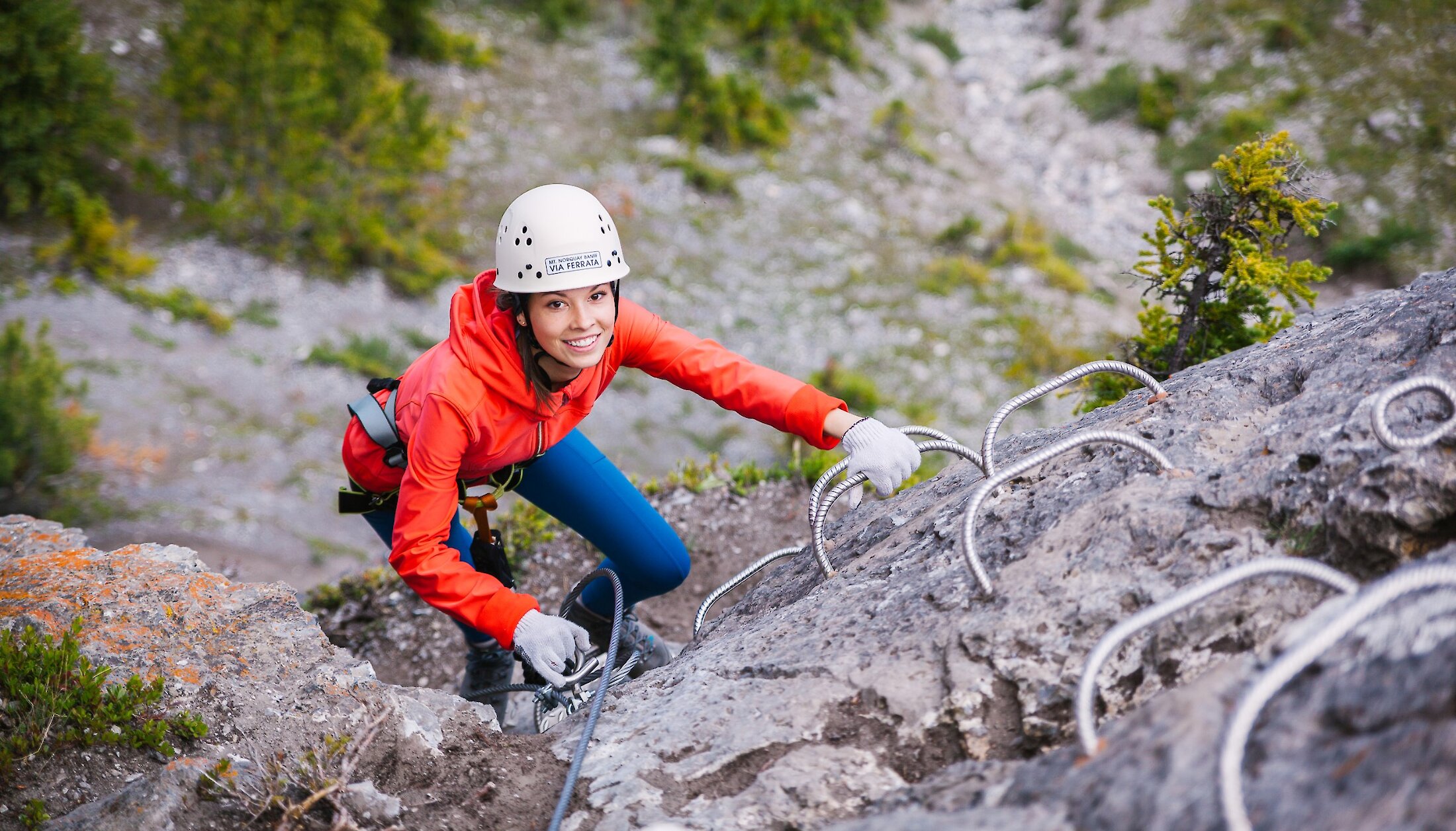 Climbing on the Via Ferrata Tour in Banff