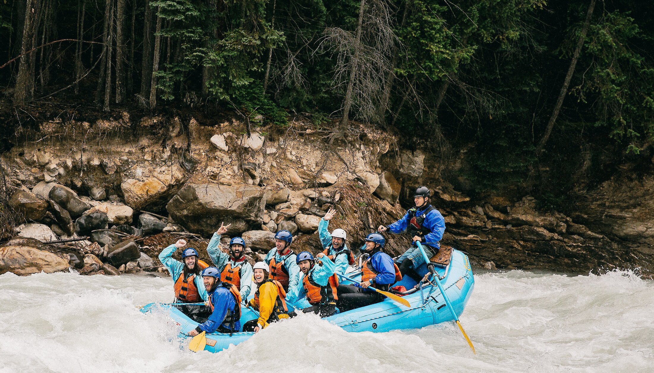 Rafting the rapids on the Kicking Horse River