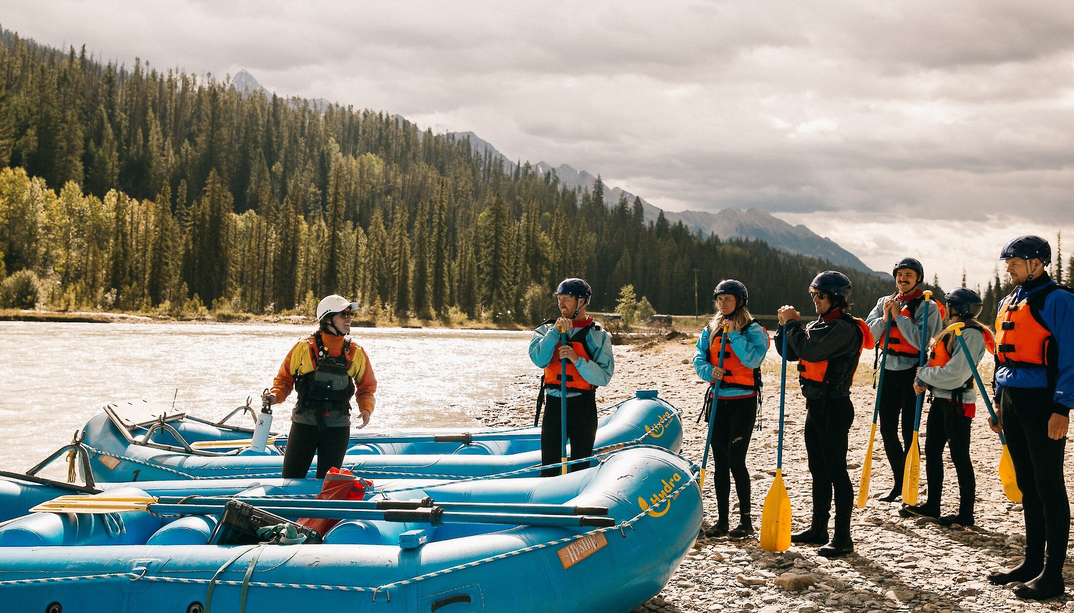 Getting ready to hit the rapids of the Kicking Horse River