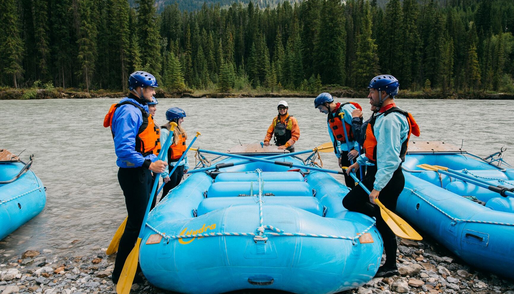 Loading in to the boats on the Kicking Horse Classic trip