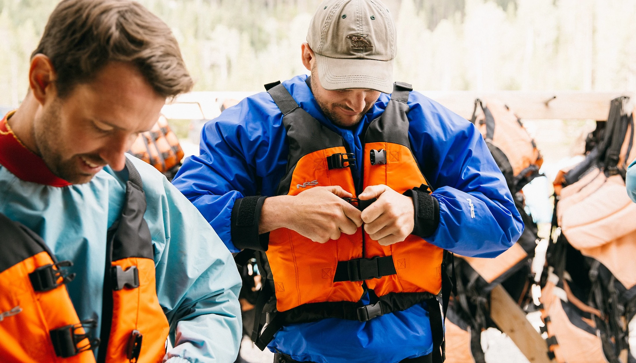 Buckling up the life jacket ready to hit the rapids