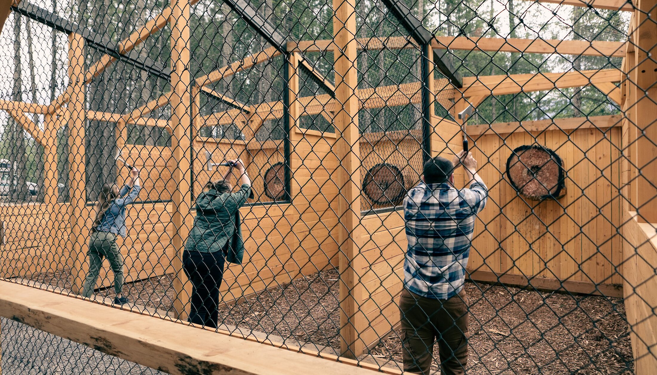 Axe throwing fun at the Golden Skybridge