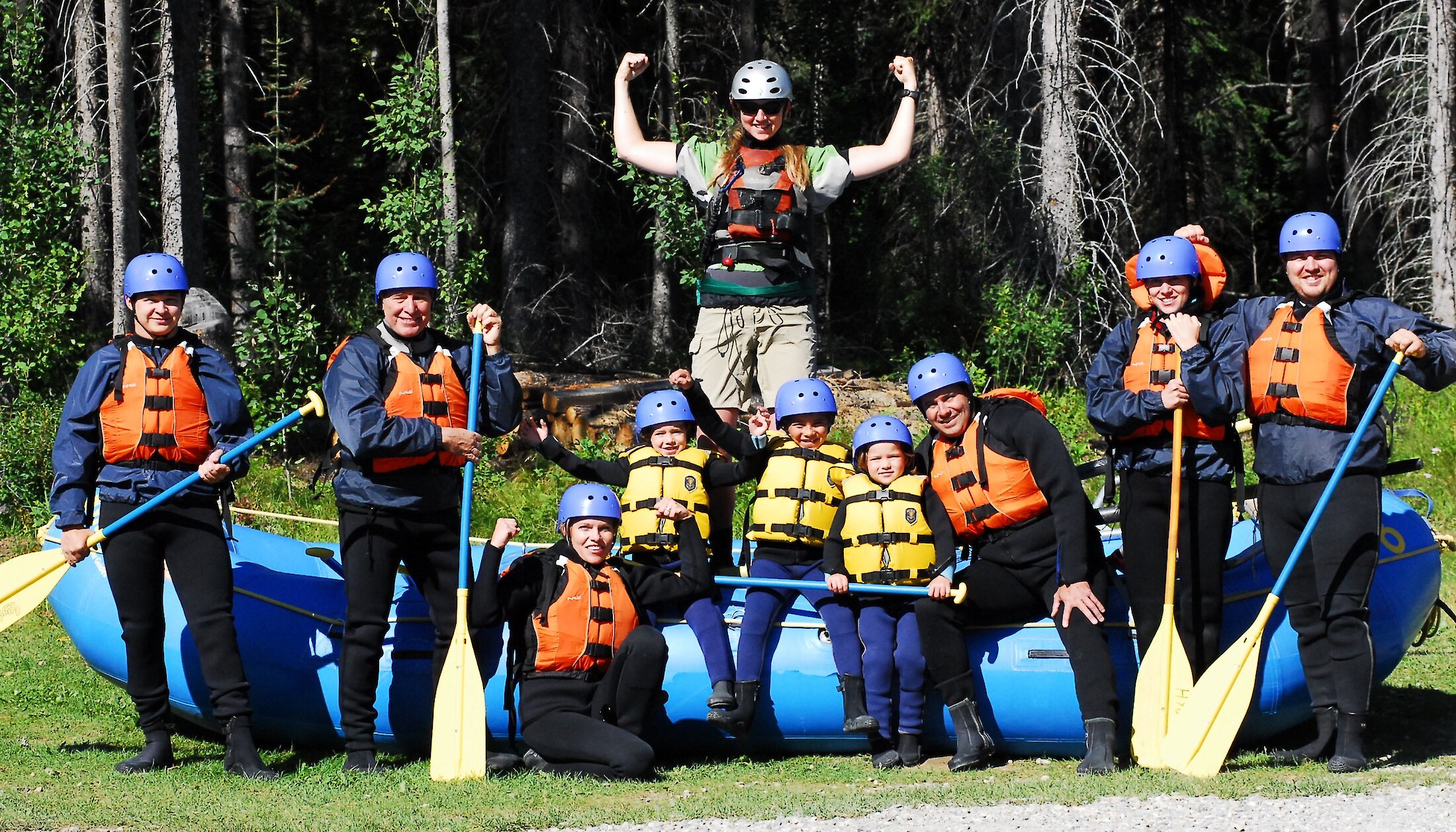 Rafters and guide posing before they hit the rapids