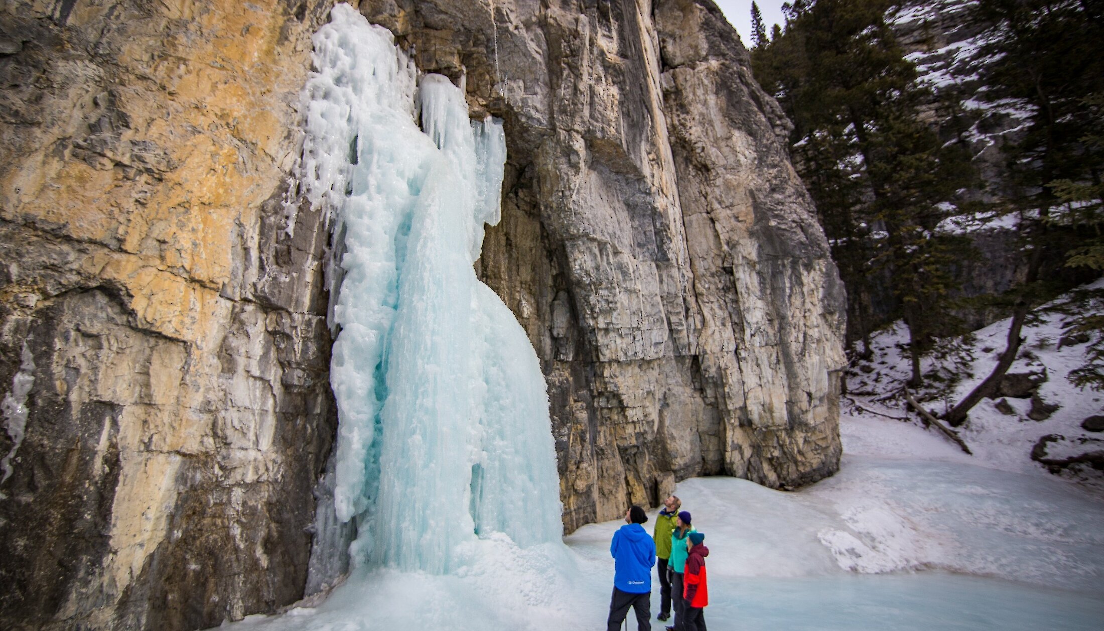 Checking out the ice falls at Grotto Canyon