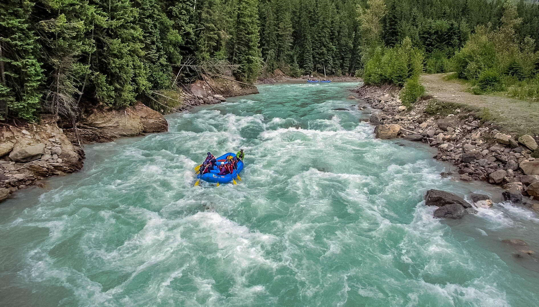 Rafting in the canyon of the Kicking Horse River