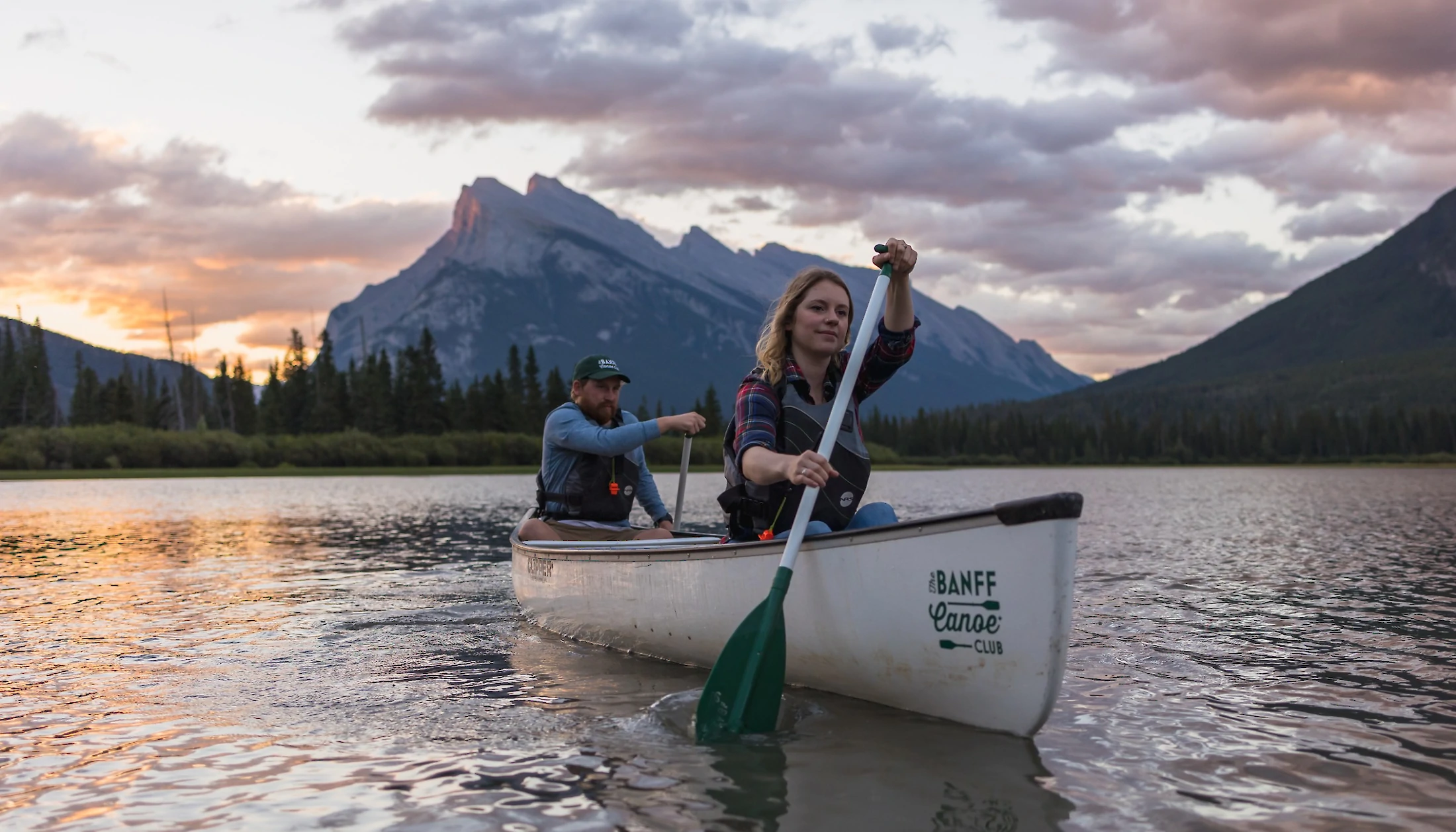 Canoeing on Vermilian Lake at sunset