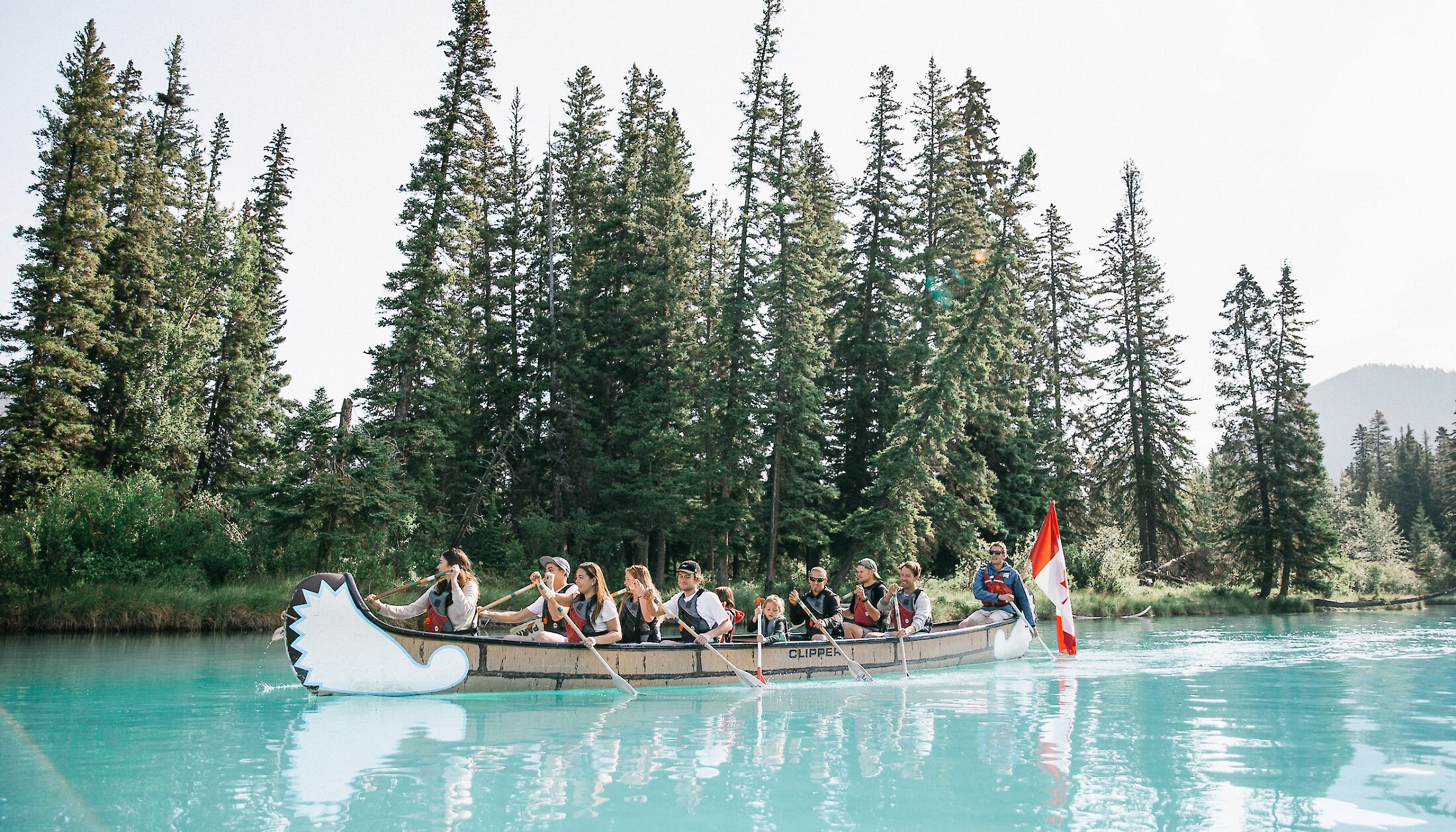 The Big Canoe Tour journeying down the Bow River