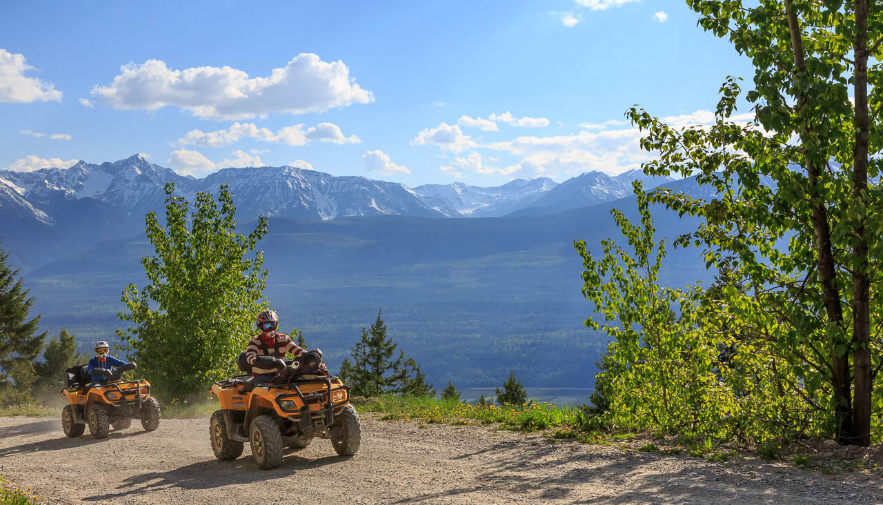 View from the winding ATV trail that looks over Golden, British Columbia