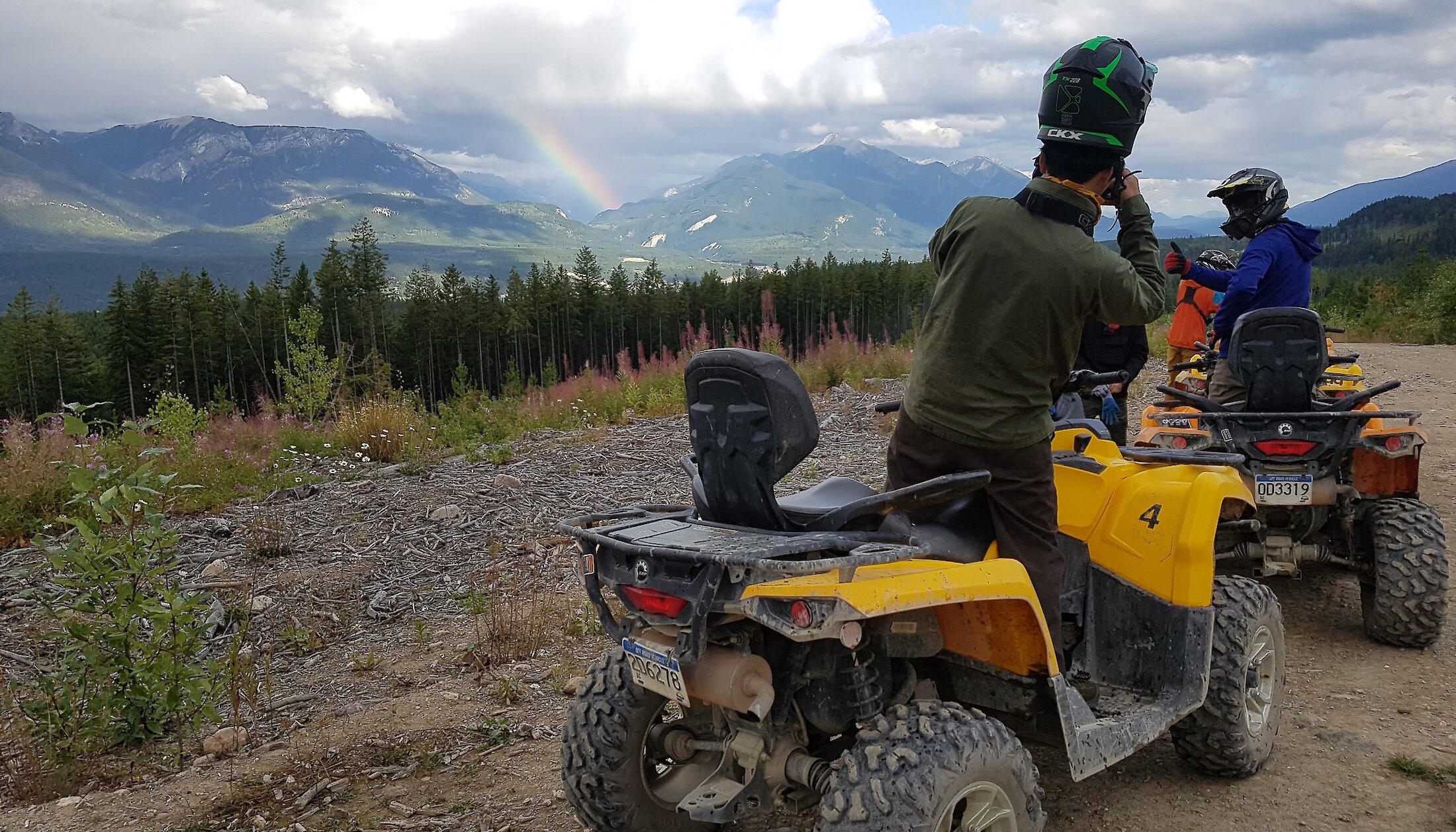 View from the offroad trail in Golden that looks over the valley and rainbow