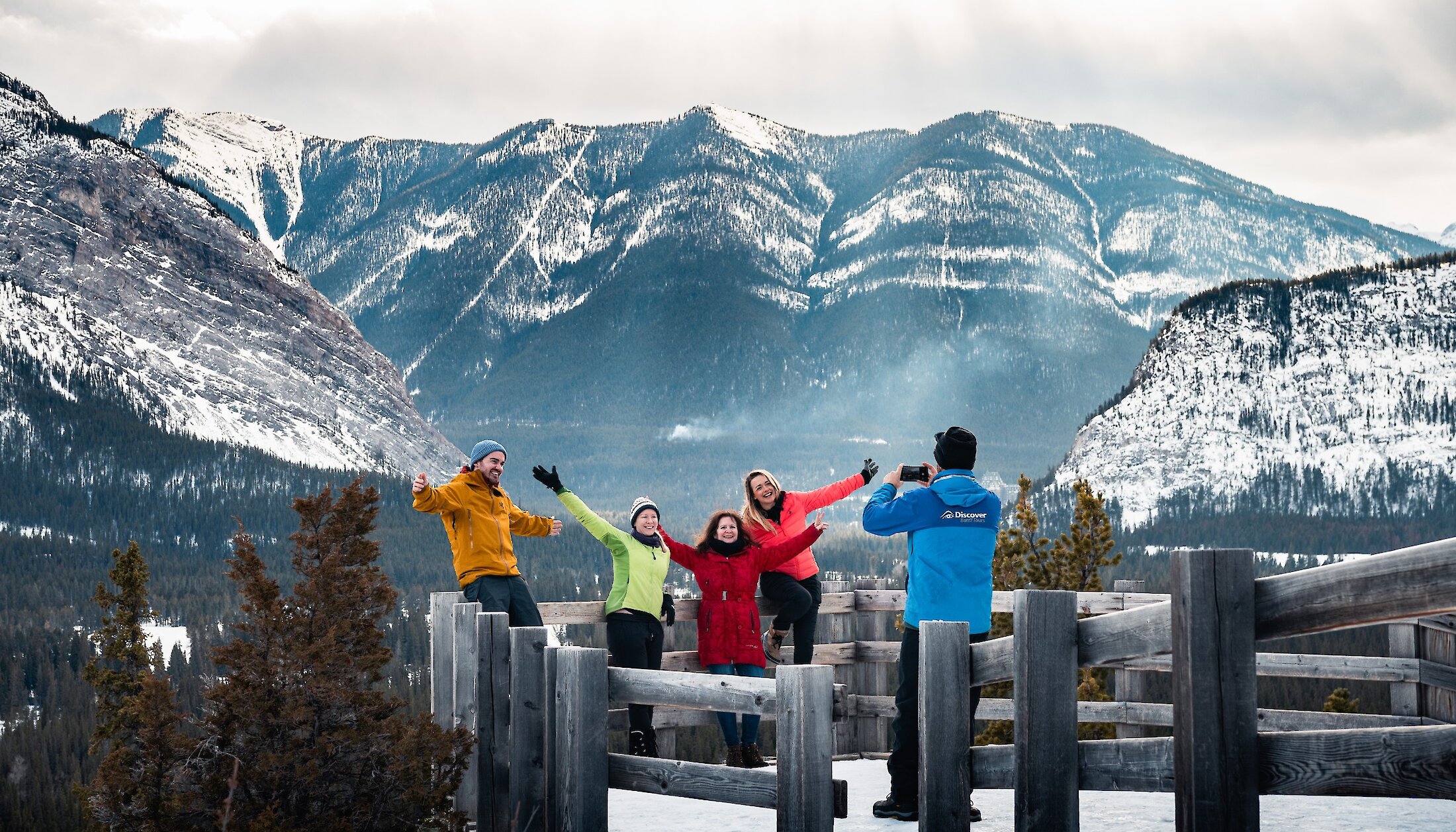 A view of Cascade Mountain form Banff Avenue in Winter
