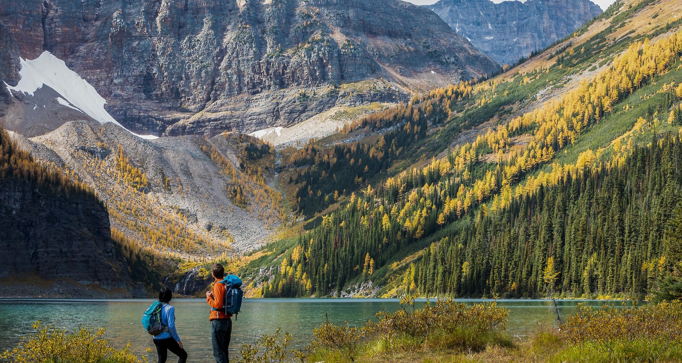 A couple hiking in Banff National Park