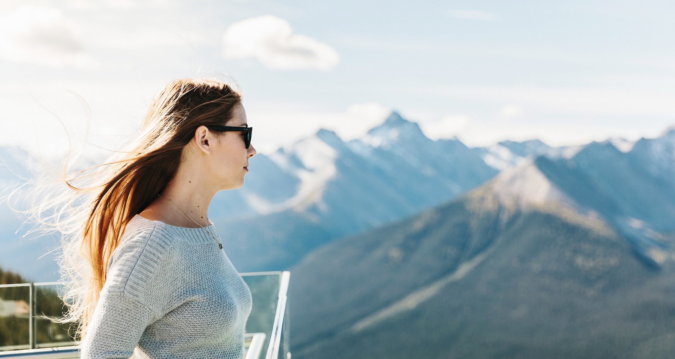 A lady enjoying the view at the Banff Gondola