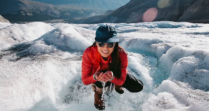 Drink fresh Glacier water from the Athabasca Glacier, Columbia Icefields