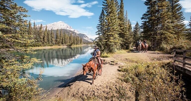 Horseback Riding along the Bow River in Banff
