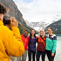 A group photo at Lake Louise Lakeshore