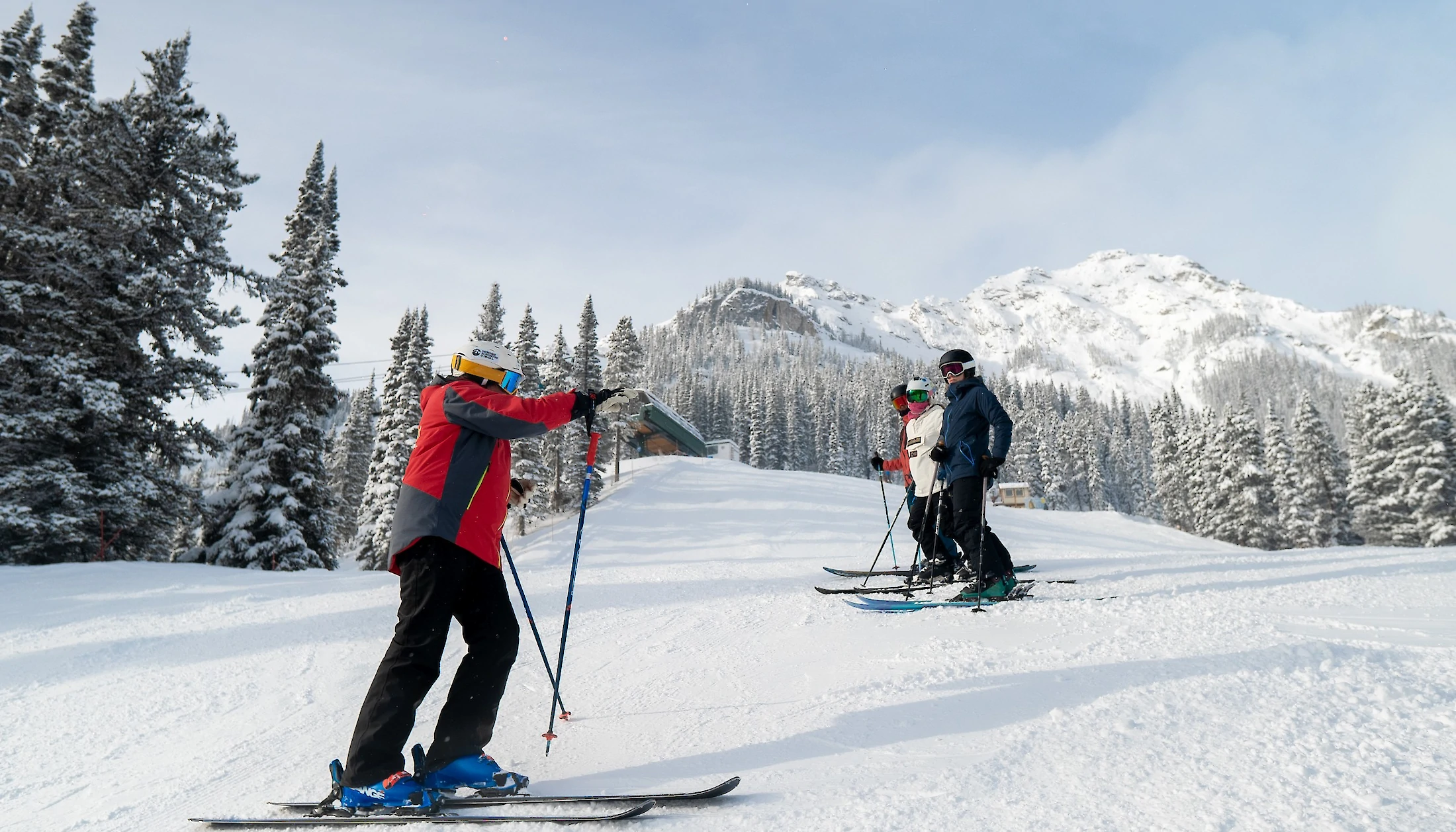 A group ski lesson at Mount Norquay