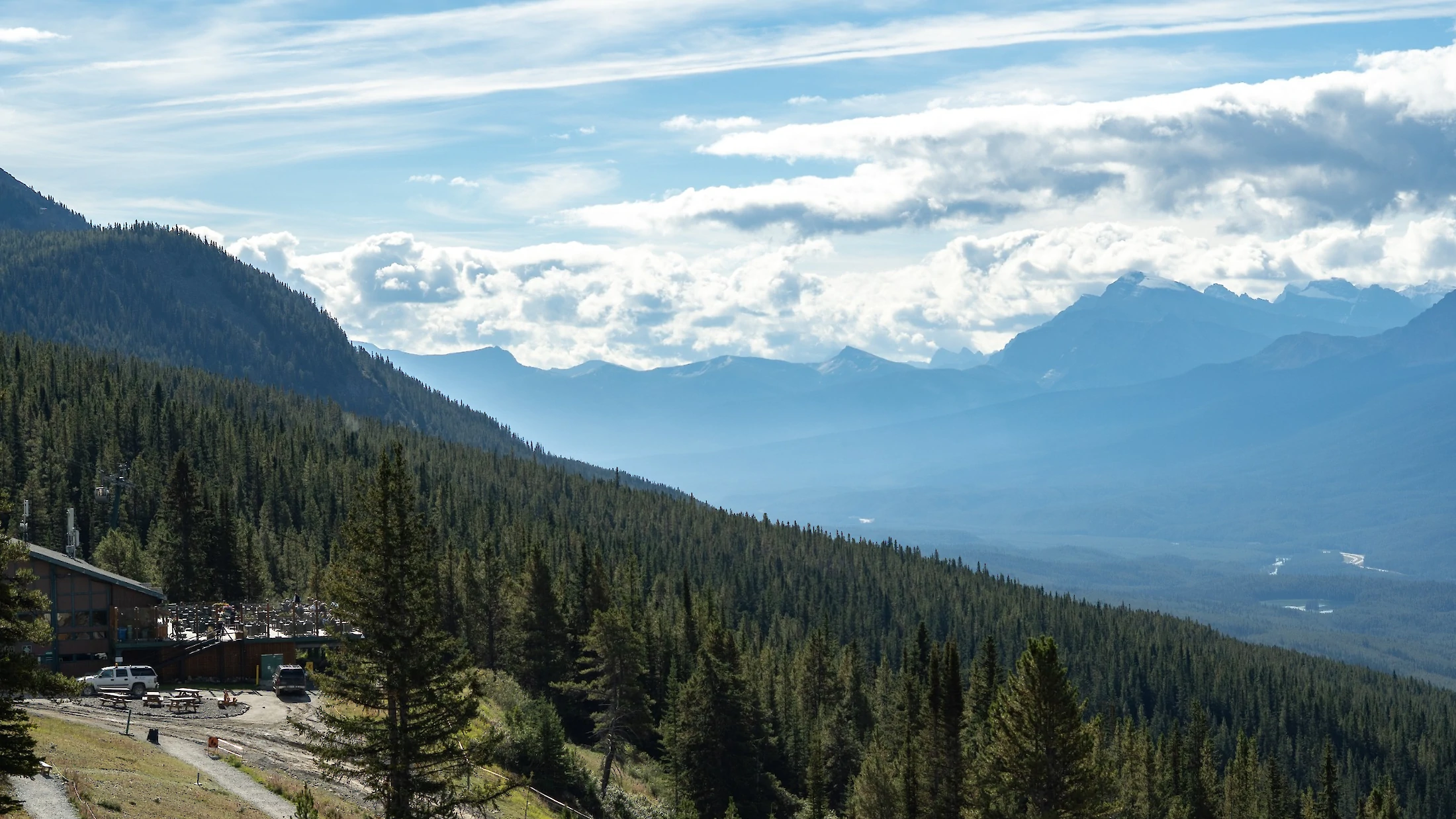 A view from the chairlift at Lake Louise Ski Resort