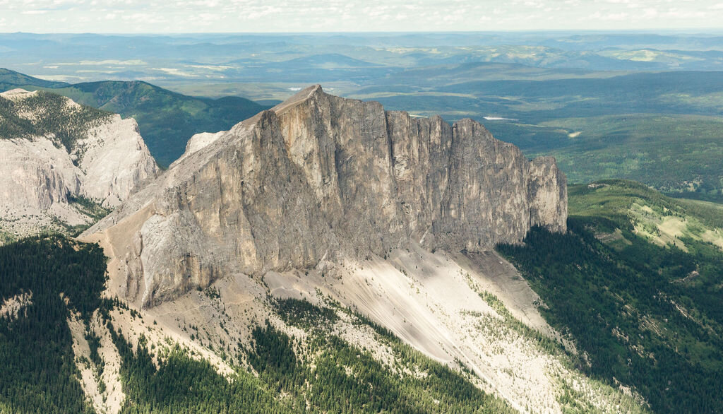 An aerial view of Mt Yamnuska in Banff