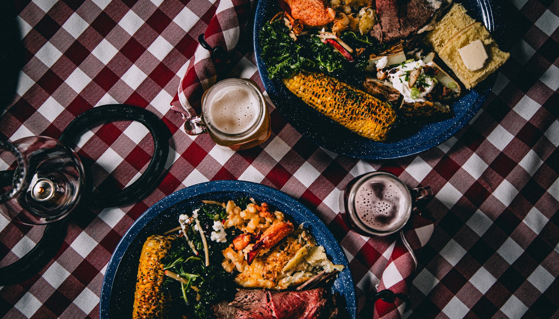 Two plates of food at the Banff Park Ranch western BBQ