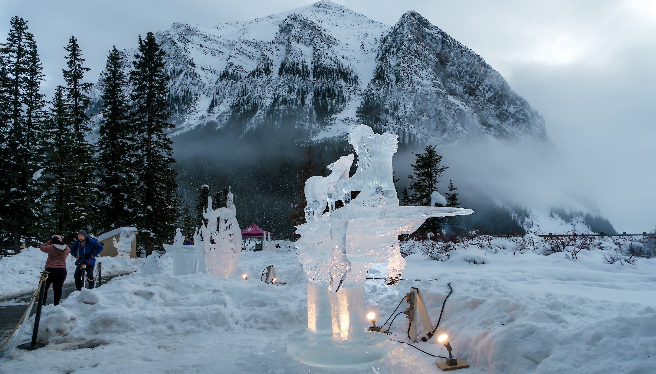 The ice sculptures at Lake Louise during snow days festival