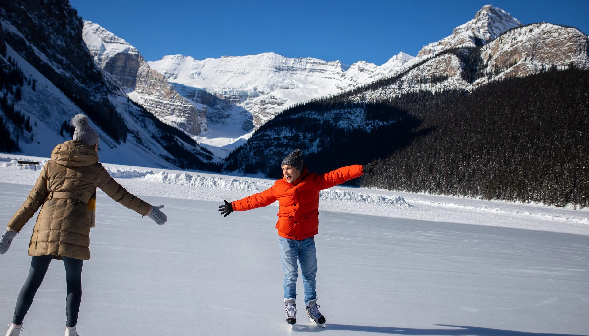 skating on Lake Louise