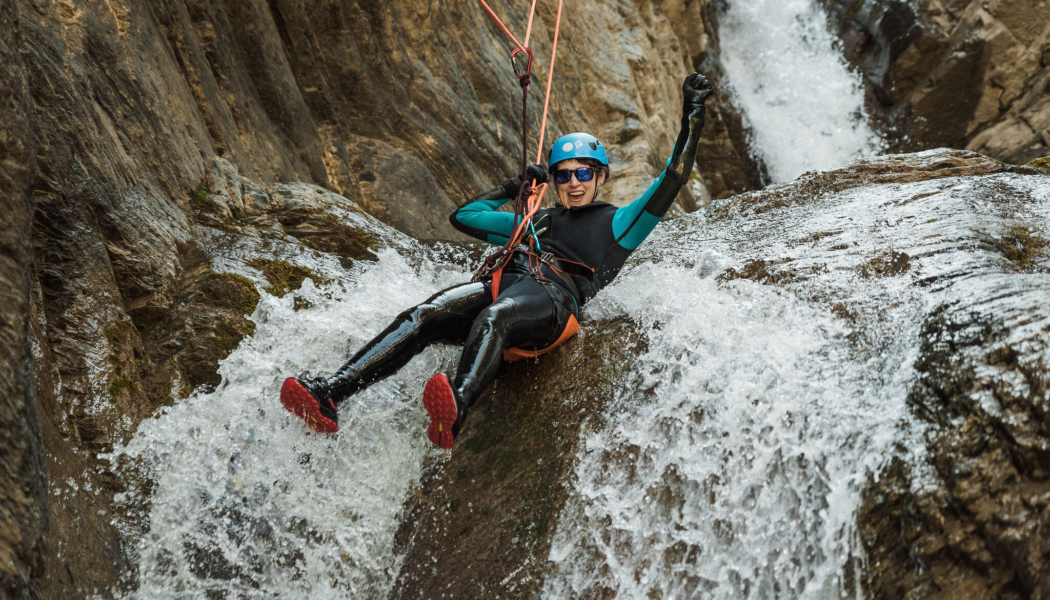 Rappelling down the canyon