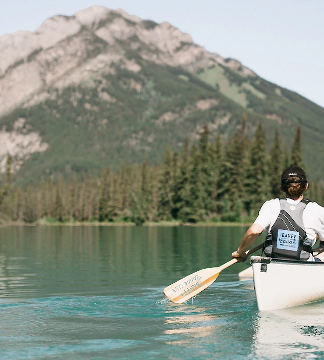 Canoeing up the beautiful Bow River in Banff