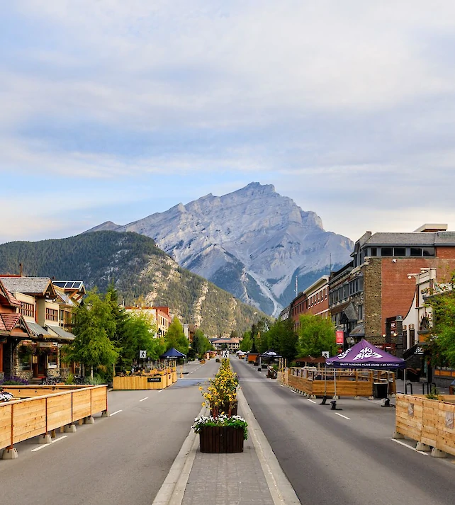 Banff Ave with view of Cascade Mountain
