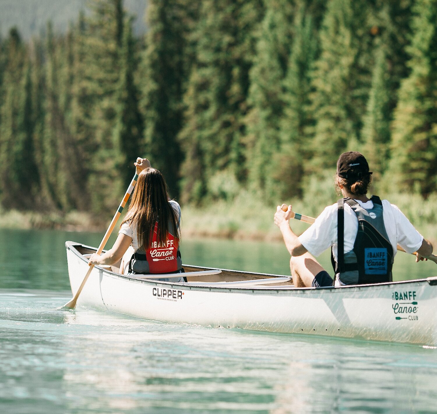 Canoeing on the Bow River in Banff