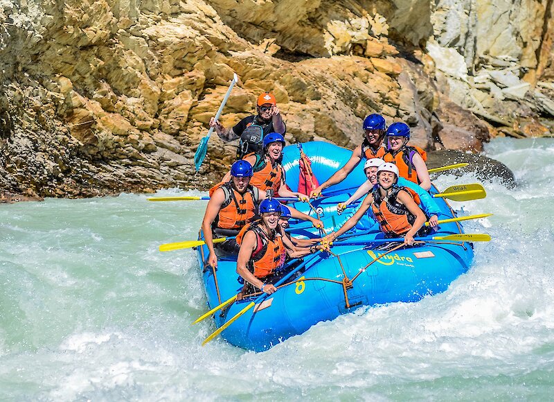 Thrilling raft ride on the Kicking Horse River