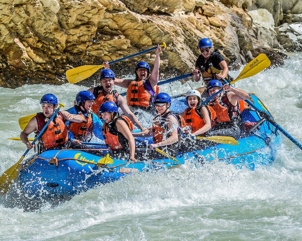 Riding the rapids on the Kicking Horse River