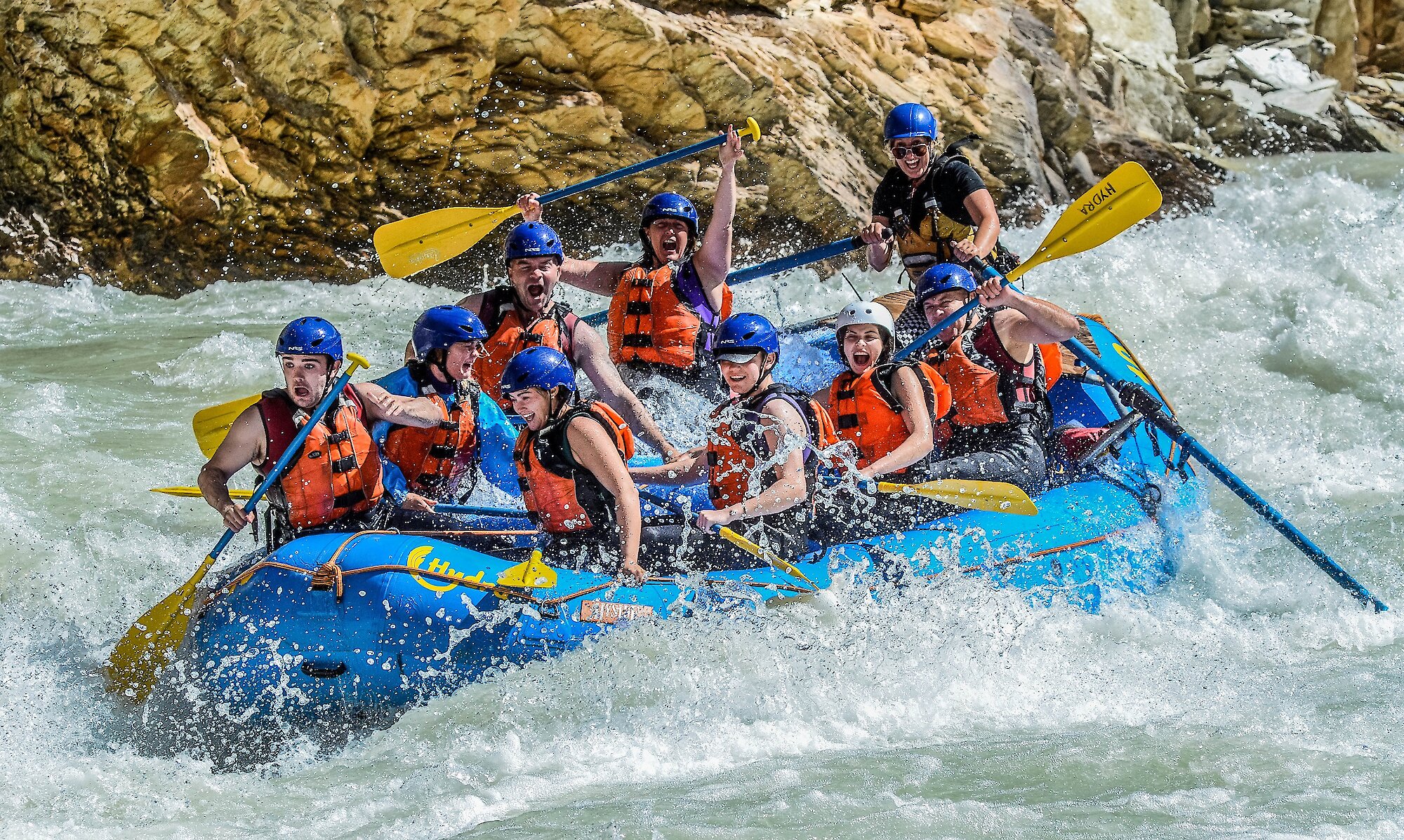 Riding the rapids on the Kicking Horse River