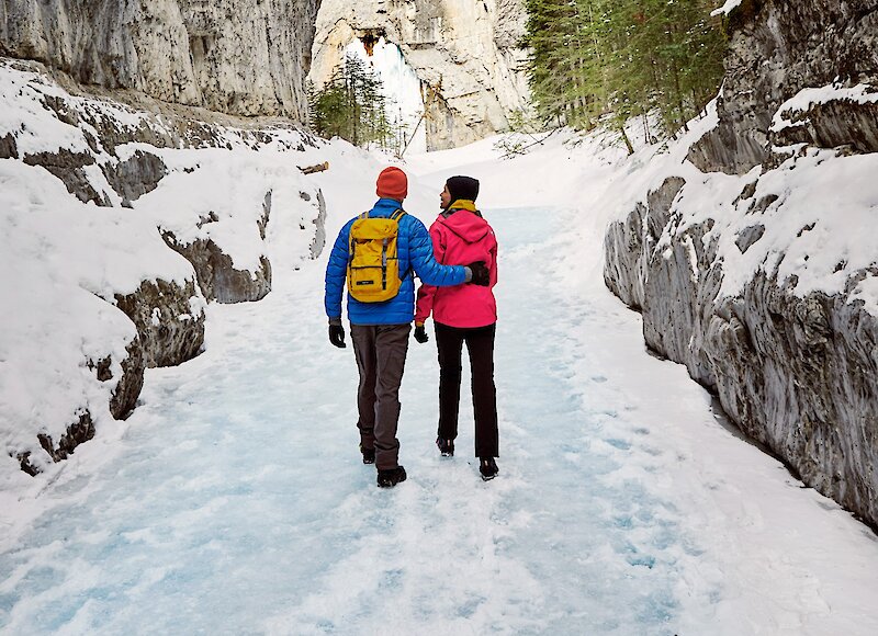 Couple enjoying a ice walk in Grotto Canyon