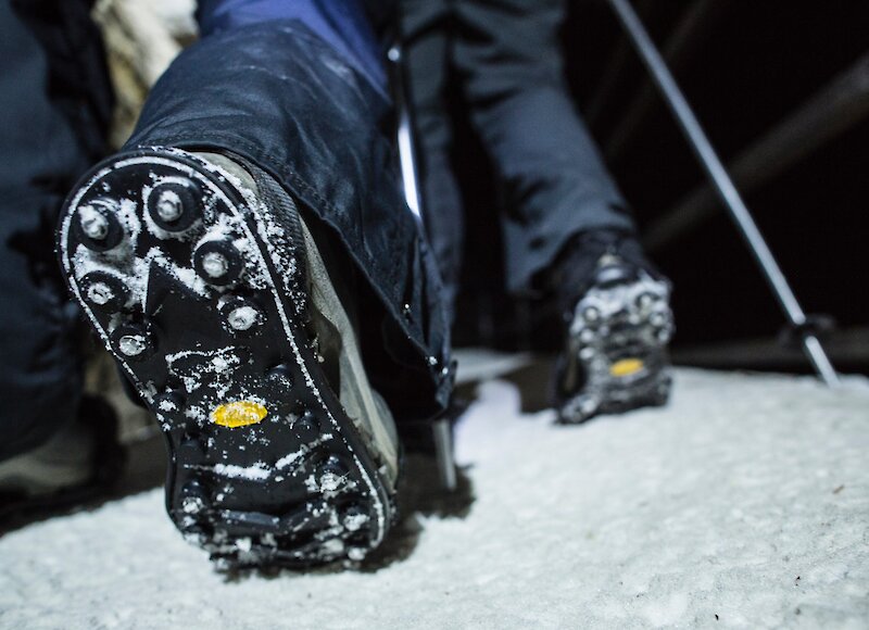 Ice cleats used for the evening icewalk in Johnston Canyon
