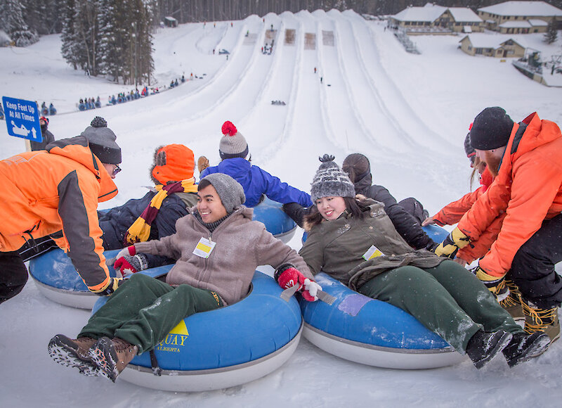 Get ready to slide and spin at Mt Norquay tube park