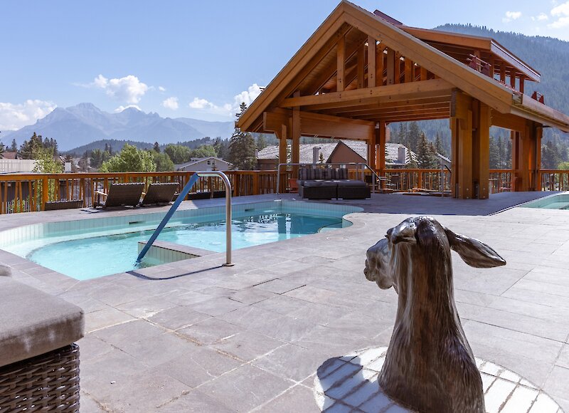 The hot tubs at the Moose Hotel in Banff